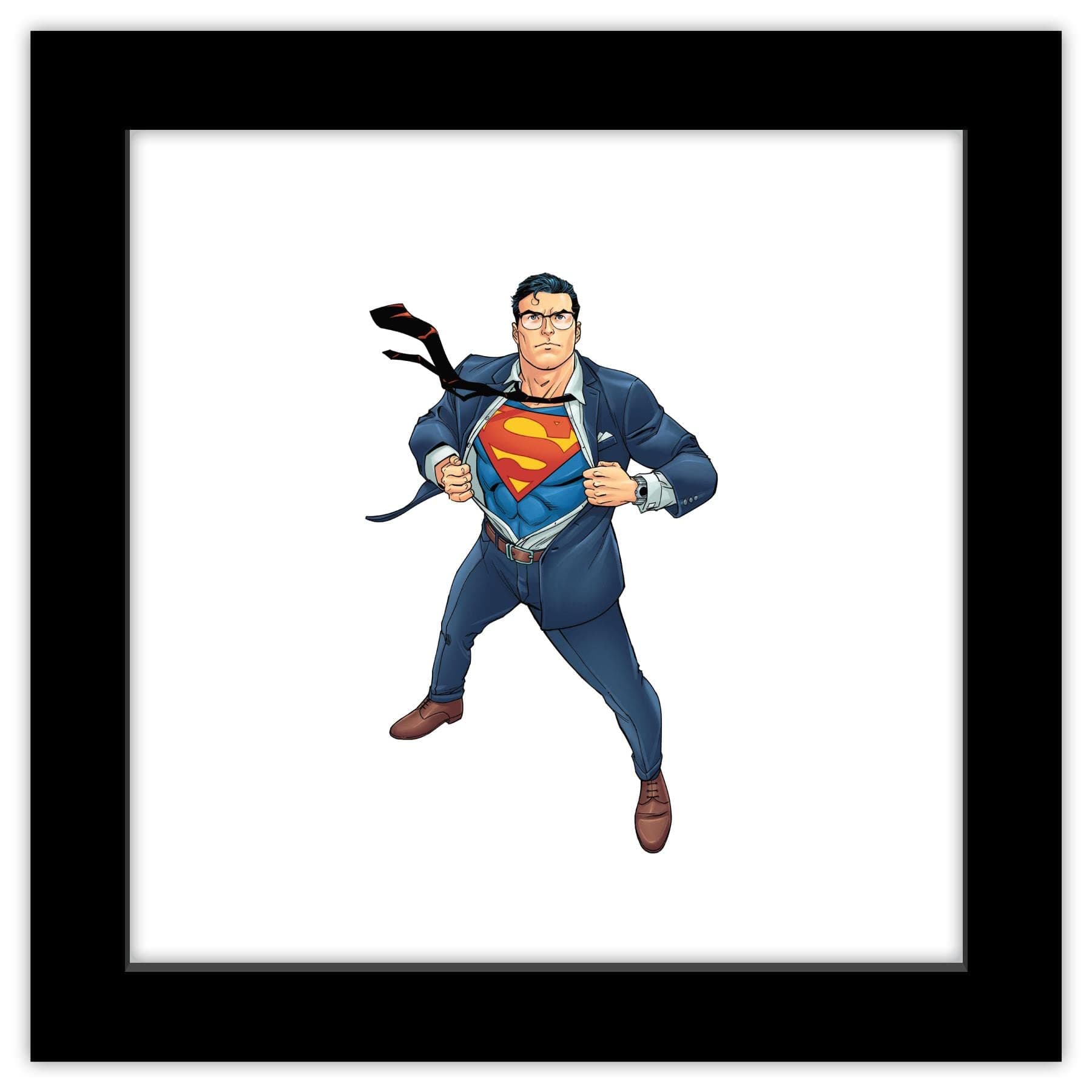 Trends International Gallery Pops DC Comics Superman - Clark Kent Costume Change Wall Art Wall Poster, 12" x 12", Black Framed Version