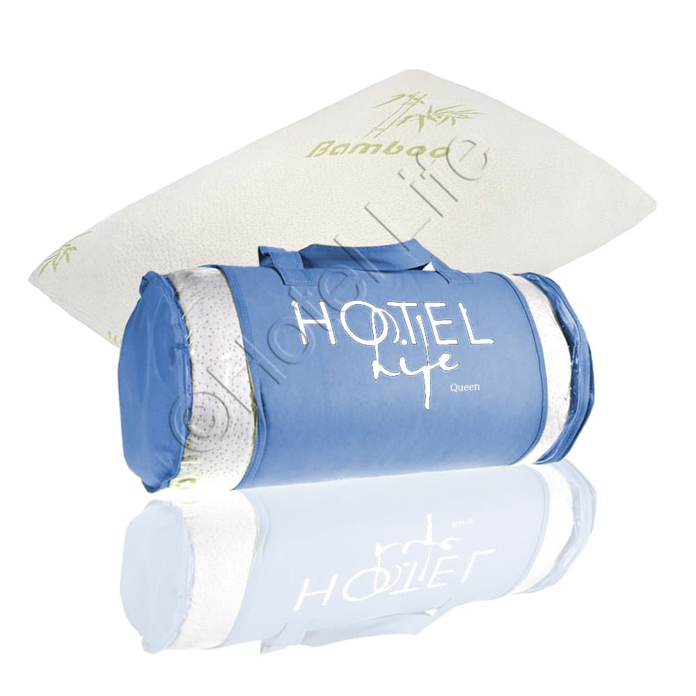 New Bamboo Memory Foam Pillow with Removable Cover by Hotel Life - Queen