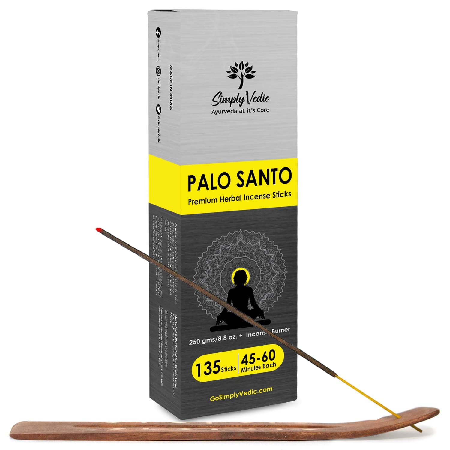 Palo Santo Incense Sticks – 250g Pack (Approx. 135 Handmade Agarbatti + Free Holder) | Natural & Charcoal-Free | 45-Min Burn for Meditation, Yoga, Aromatherapy, Energy Cleansing