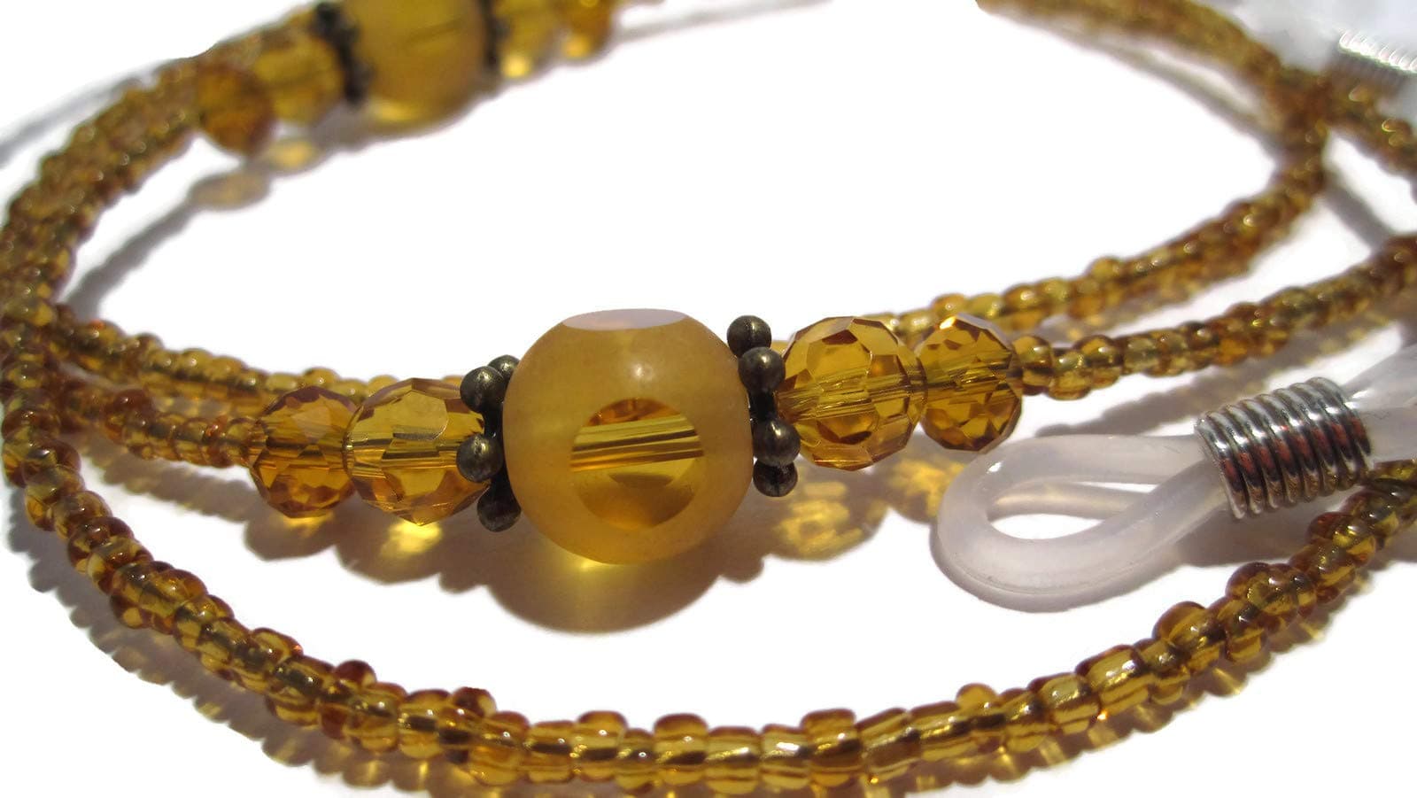 ATLanyards Amber Dots Beaded Eyeglass Chain - Glass Beaded Eyeglass Holder