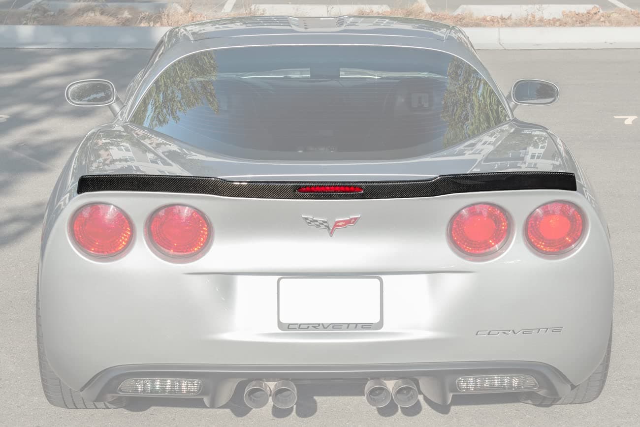 for 2005-2013 Chevrolet Corvette C6 All Models | ZR1 Style Rear Trunk Lid Wing Spoiler with Hardware Included (Carbon Fiber)