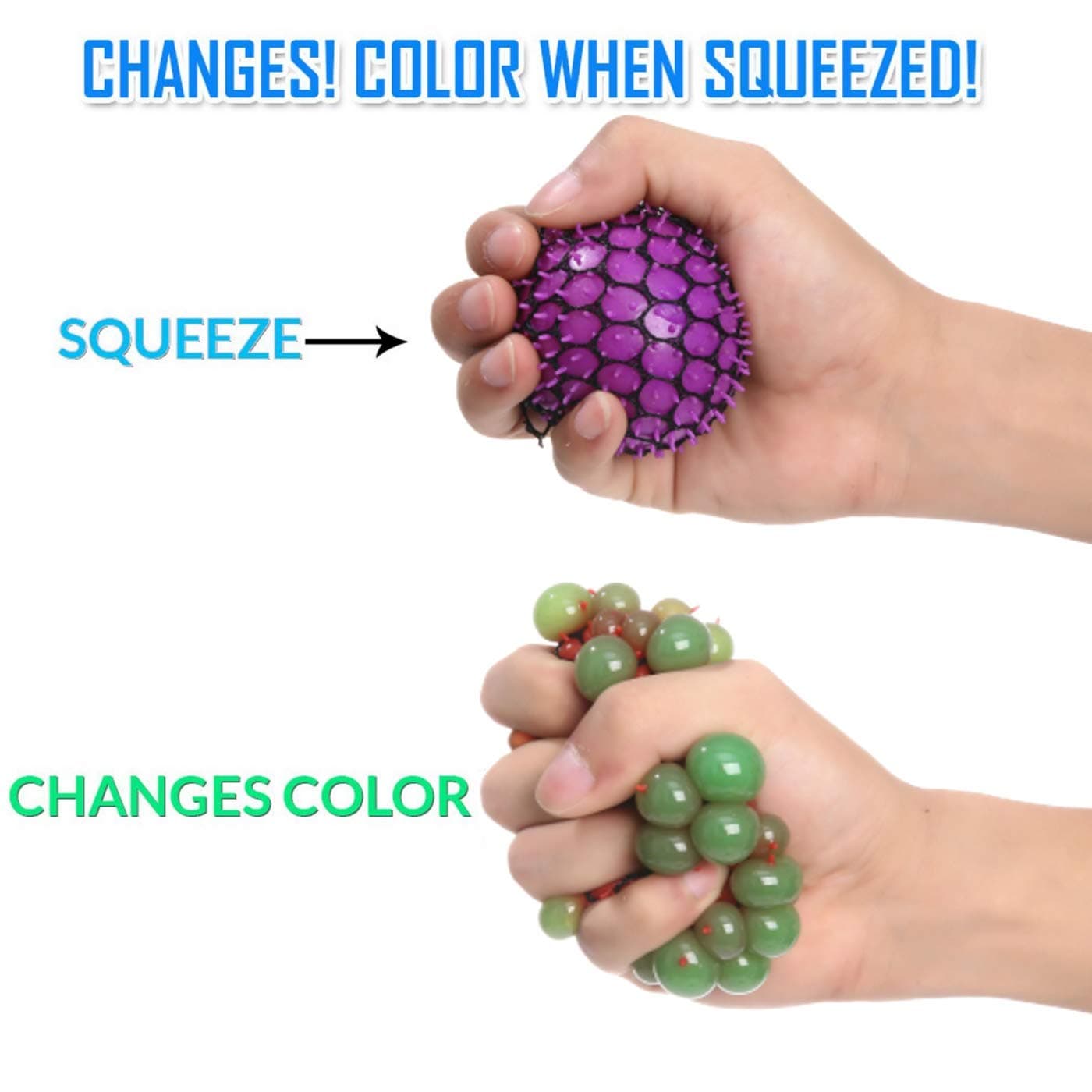 KELZ KIDZ Quality & Durable Medium (2.5 Inch) Spiky Mesh Squishy Balls with Exclusive Sewn Mesh! (Multi, 4 Pack)