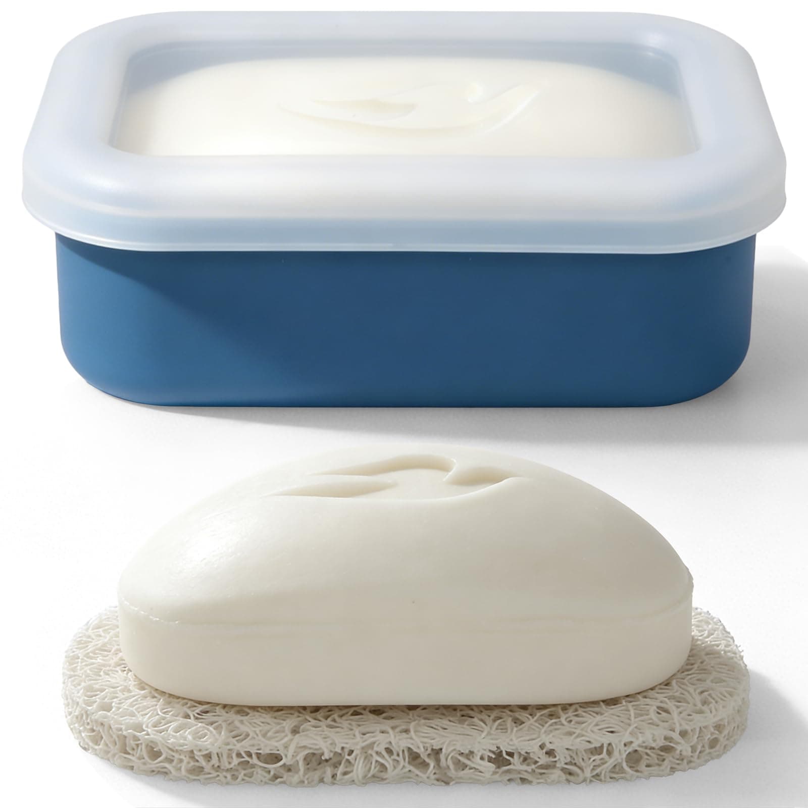 AIMAIAIMAI Compact Leakproof Silicone Travel Soap Case, Portable Soap Container with Drainage Layer - 2026 Travel Essentials for Camping, Gym & Shower (Blue)