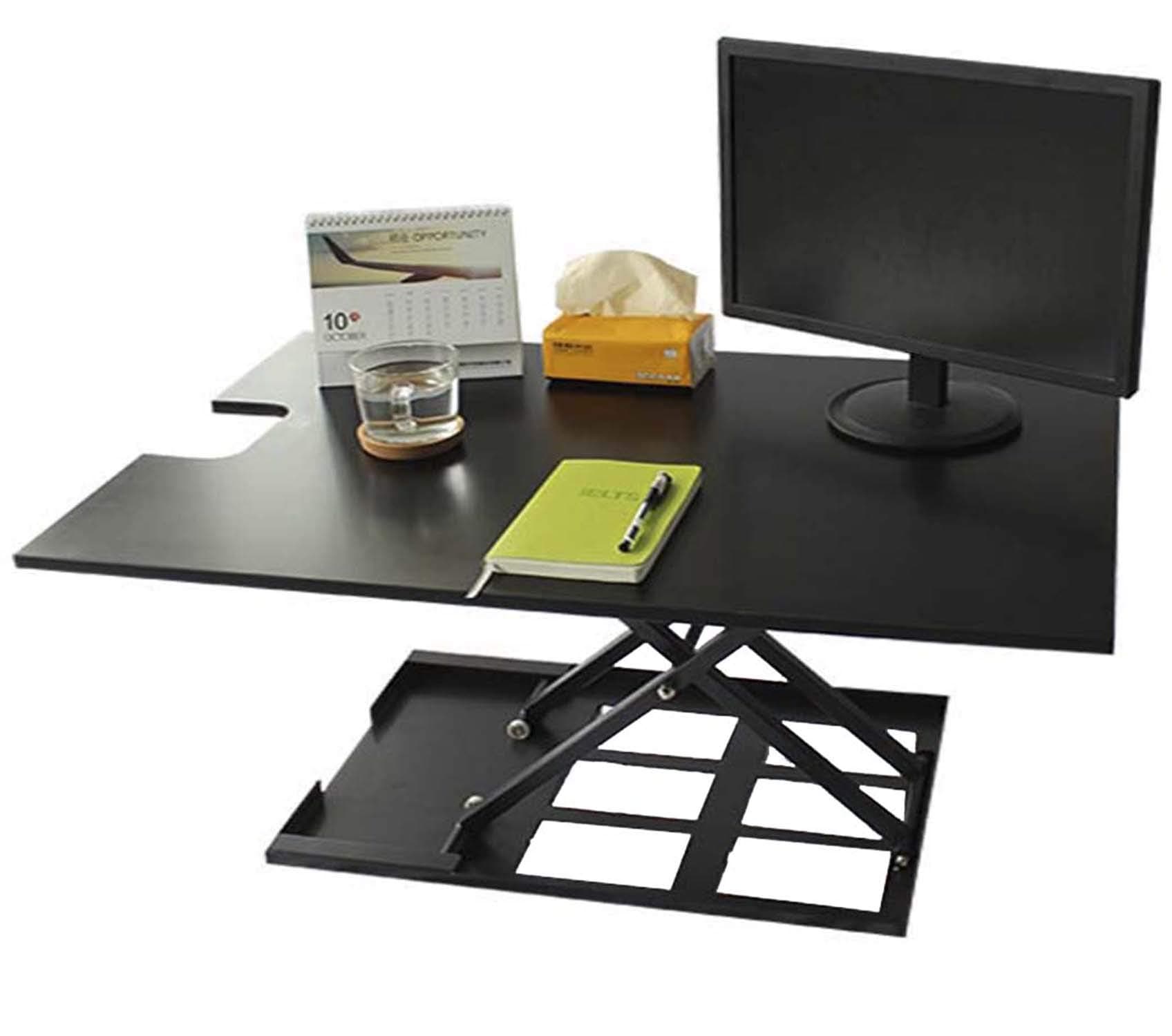 Standing Desk Converter-INNOVADESK 36-24 inches- Adjustable Standing desk – Sit Stand Desk Converter - Laptop Desk Riser- The Best Adjustable Standing Desk- Preassembled desk (Black)