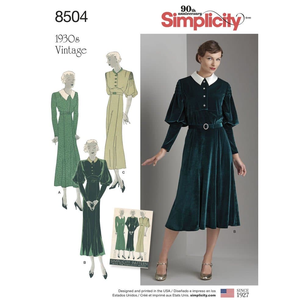 Simplicity Pattern 8504 D5 Misses' Vintage Dress, Size 4-6-8-10-12