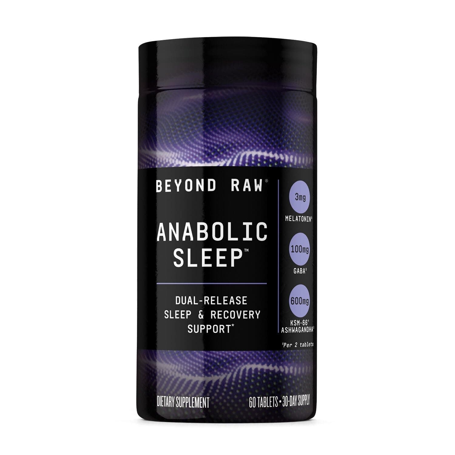 BEYOND RAW Anabolic Sleep, Duel-Release Stress, Sleep, & Recovery Support, 60 Count