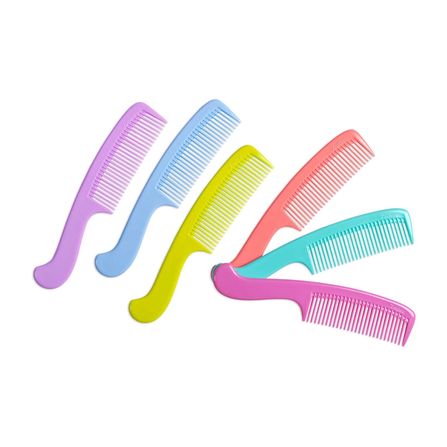 Zodiac 6 Pieces Handle Colorful Hair Combs Set, Hair Combs Set, Hair Combs for Women and Men, Colorful Coarse, Fine Dressing Comb (6 Pieces) Multicolor
