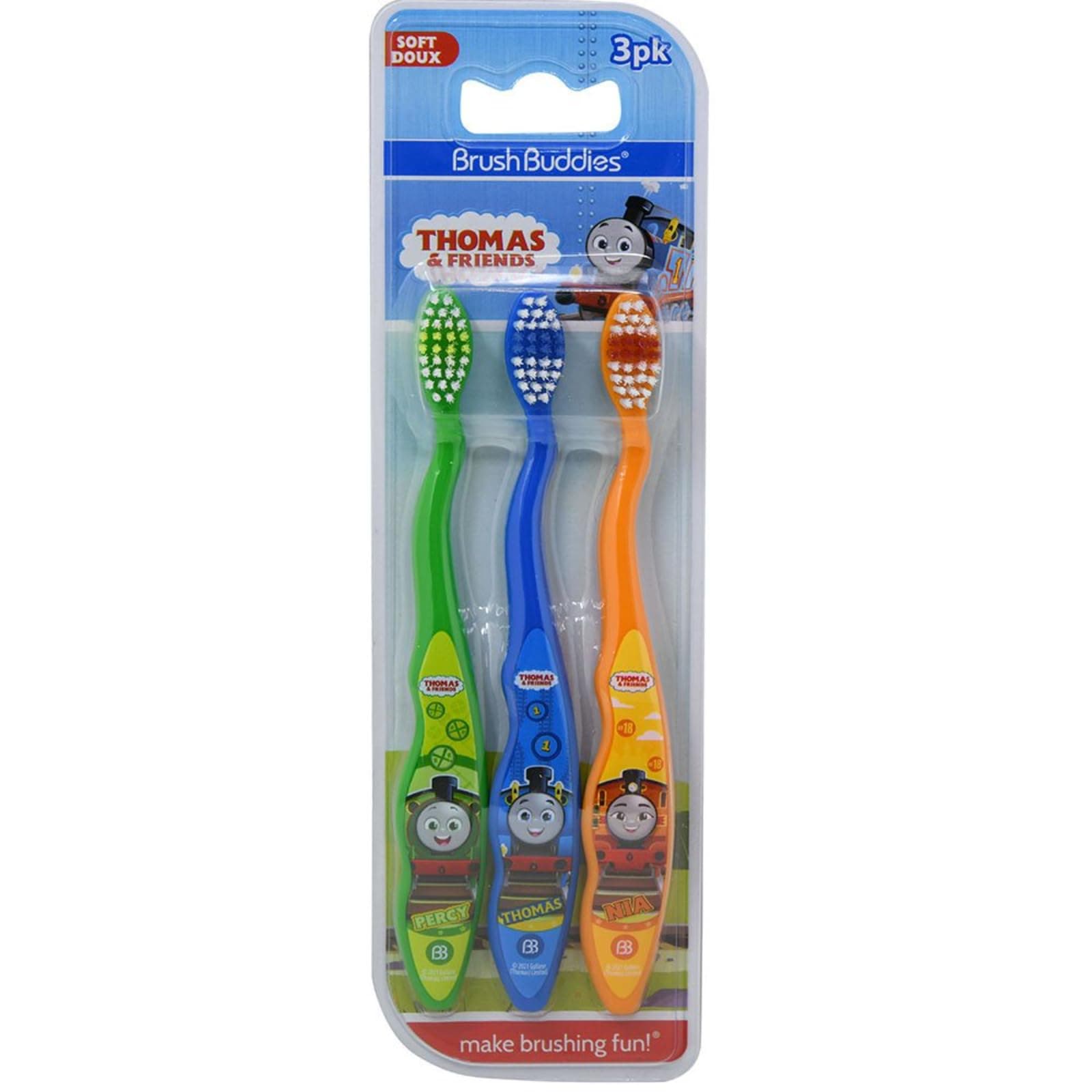 Brush Buddies Thomas & Friends Toothbrush for Kids, Toddler Toothbrushes, Children's Toothbrushes, Soft Bristle Toothbrushes for Kids, 3PK