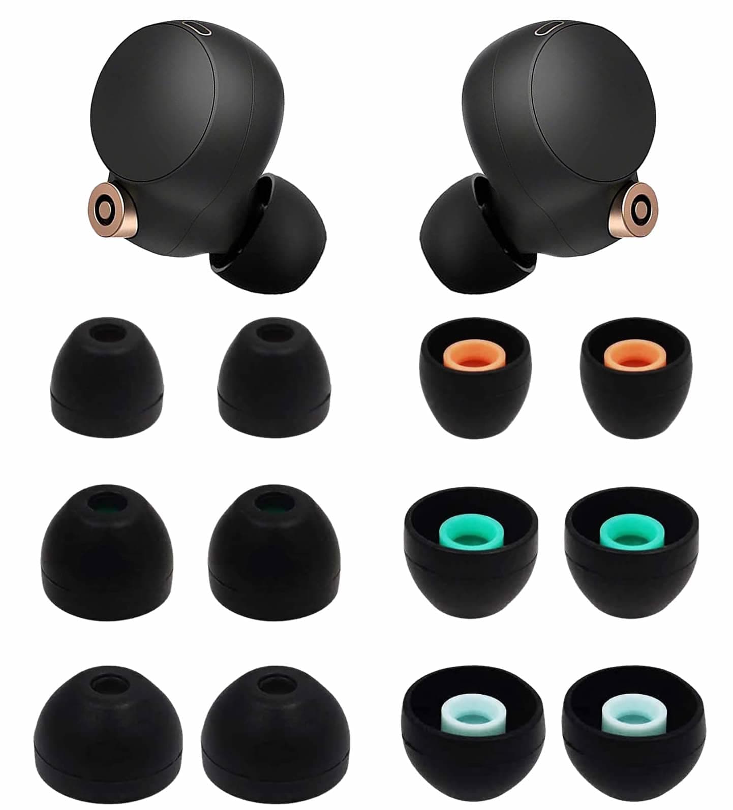 6 Pairs Replacement Eartips Buds for WF-1000XM5 / WF-1000XM3 / WF-C700N / WF-C500 Eartips Earbuds Flexible Soft Silicone Rubber Skin Accessories for Sony WF-1000XM4 - S/M/L Black