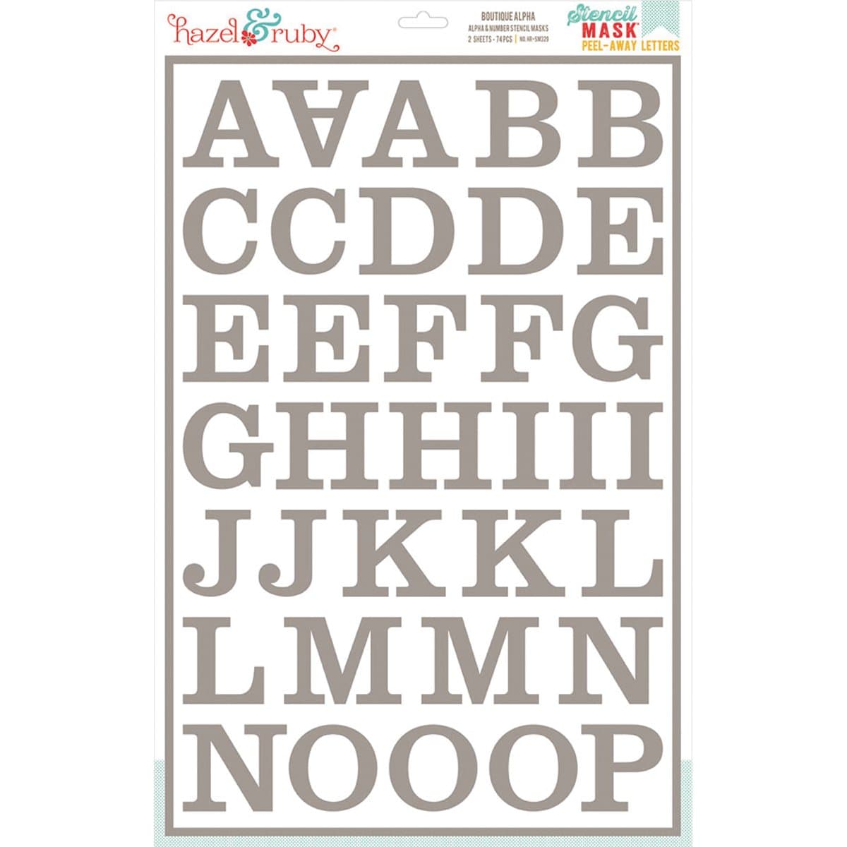 Hazel & Ruby HRSM329 Peel Away Alphabet Stencil Mask Sheet, 12 by 18-Inch, Boutique, 2-Pack