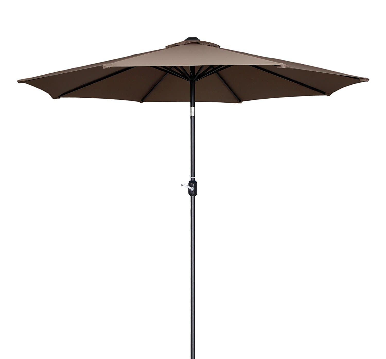 10Ft Outdoor Steel Patio Market Umbrella with Push Button Tilt and Crank (Taupe), 1.9" (48mm) Steel Pole
