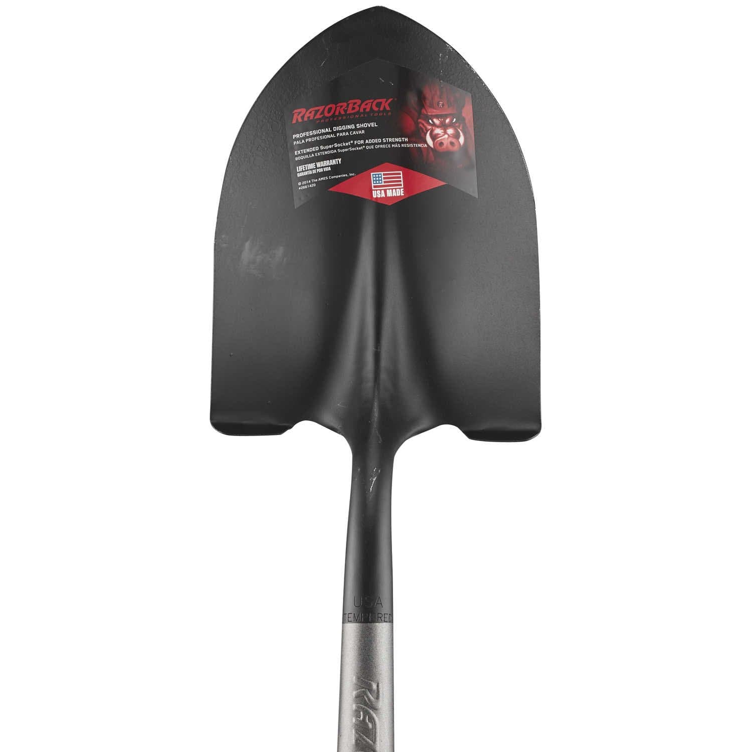 Razor-Back 45530 Round Point Digging Shovel with Supersocket - 48" Long Handle