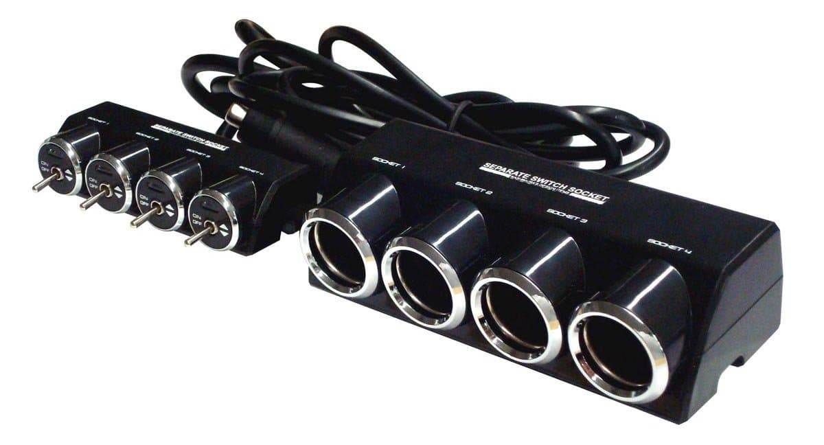 KashimuraJapan KX-145 Auto Car ON/Off Seperate Toggle Switch 4WAY LED Light Multi Socket 12V Cigar Jack Outlet, Total 9A (110W)
