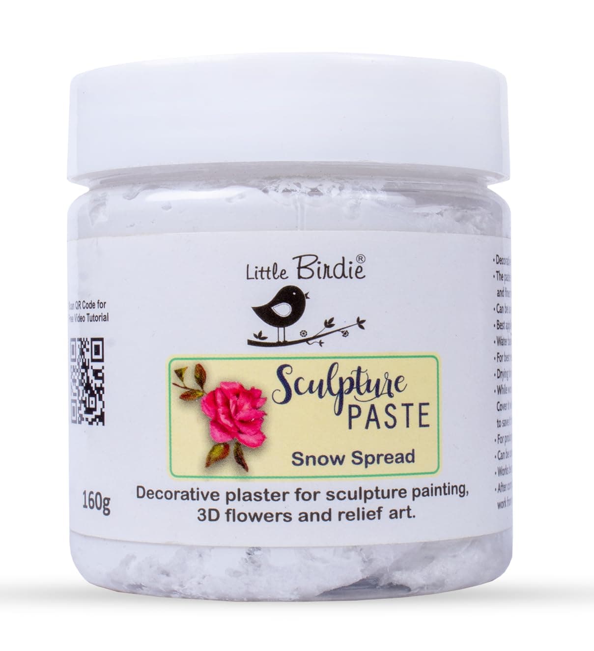 Little Birdie Sculpture Paste (160 gm, Snow Spread) | For Sculpture Painting, 3D and Relief Art | DIY Art and Craft