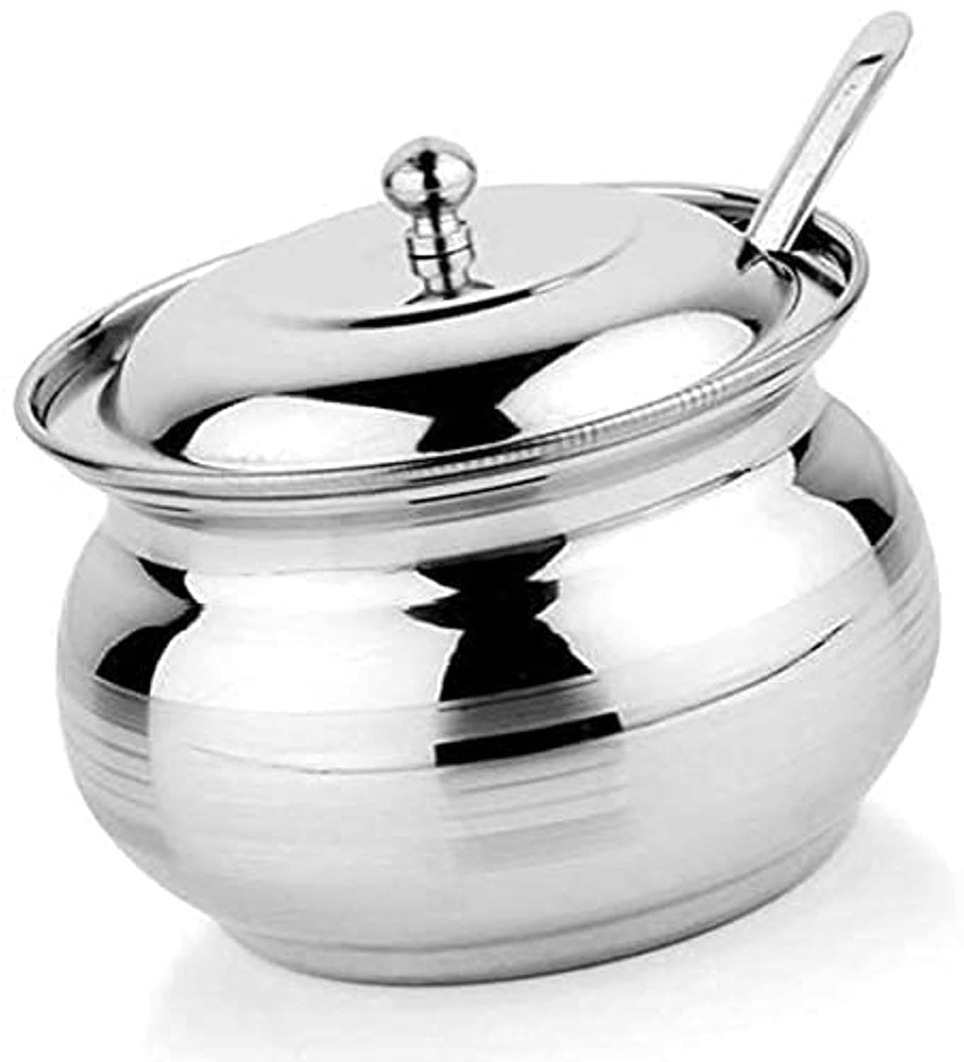 Rastogi Handicrafts Stainless Steel Storage Capacity 200 ml Pot for Oil Ghee, Salt, Tea, Coffee, Spices, Dry Fruits, Sugar