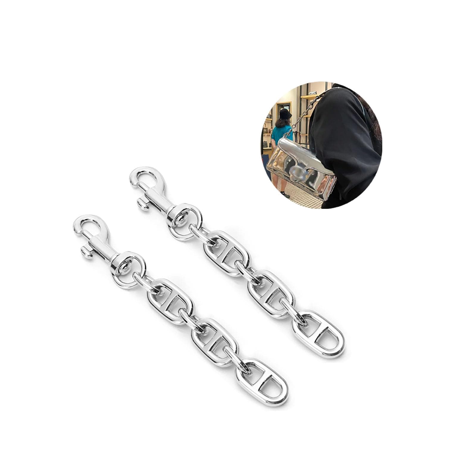 2Pcs Purse Strap Extender, Woman Bag Chain Extender, Shoulder Crossbody Purse Chain Extender for Tabby Nolita Silver (2 Strap Extender - Silver)