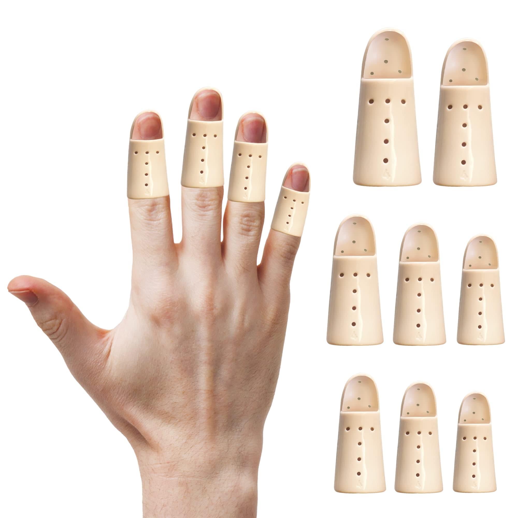 Azmec Stax Finger Splints โ Lightweight, Breathable Mallet Finger Splint - Size 4 DIP 6.0 cm, Flesh Color, Sold per DZ