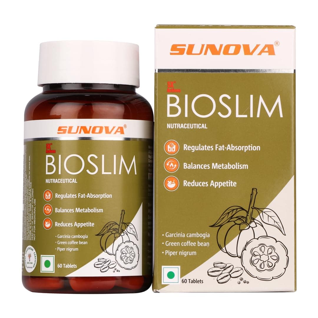 SUNOVA Bioslim Fat Burner Capsules – Organic Weight Management Formula Made of Garcinia Cambogia and Green Coffee Bean Extracts 60 Tablets (Pack of 1)