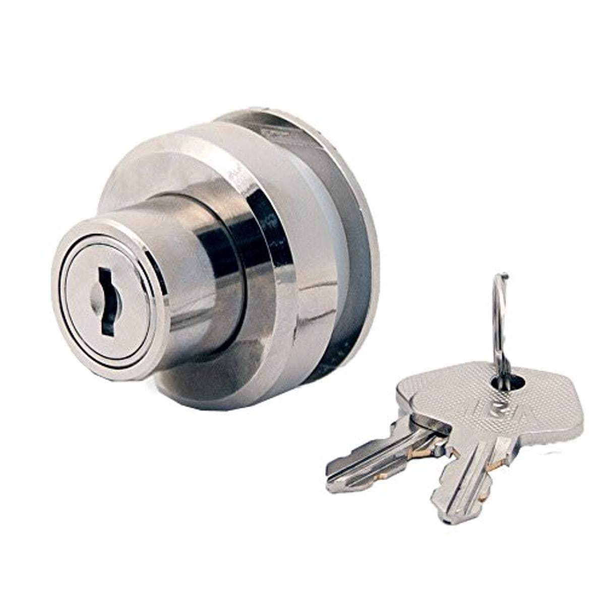 FJM Security Products FJM-3780-KA MEI-3780-KA FJM Security 3780-KA Plunger Lock with Glass Door Spacer, Chrome Finish