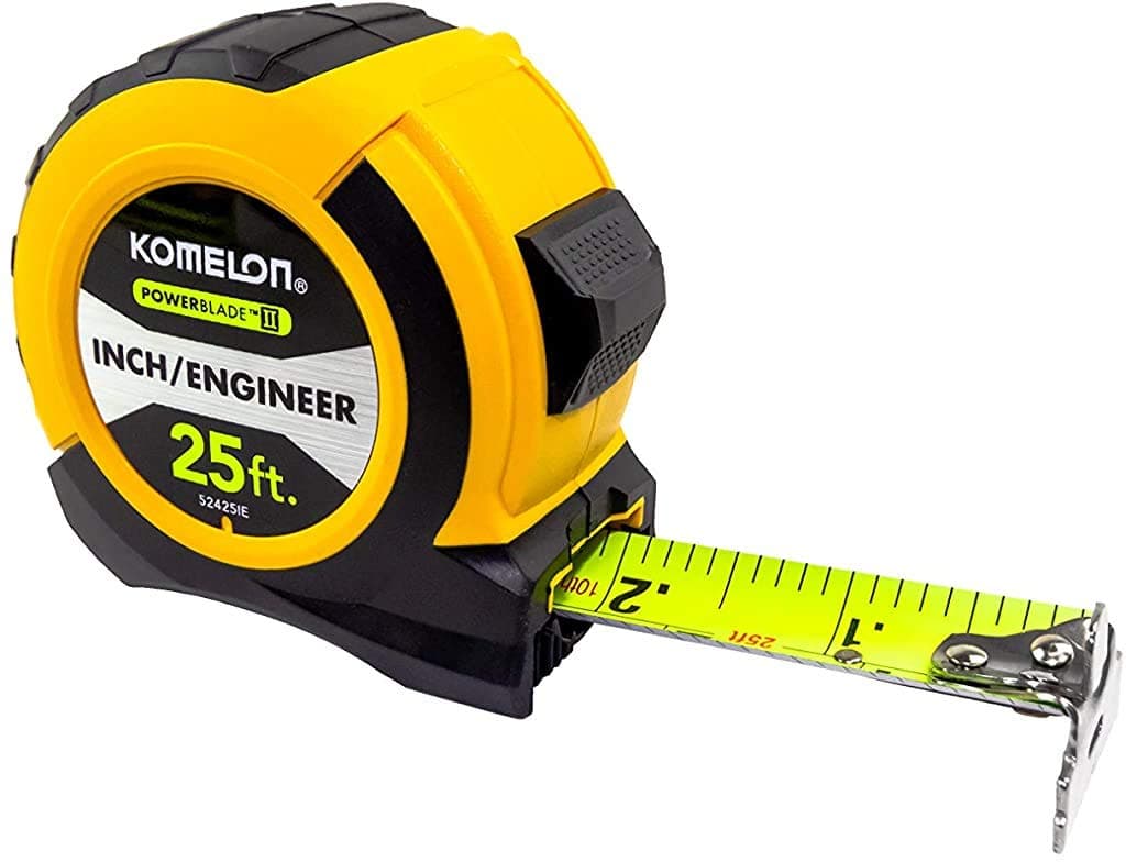 Komelon 52425Ie; 25' X 1.06" Powerblade Ii" Engineer Tape Measure; Black/Grey