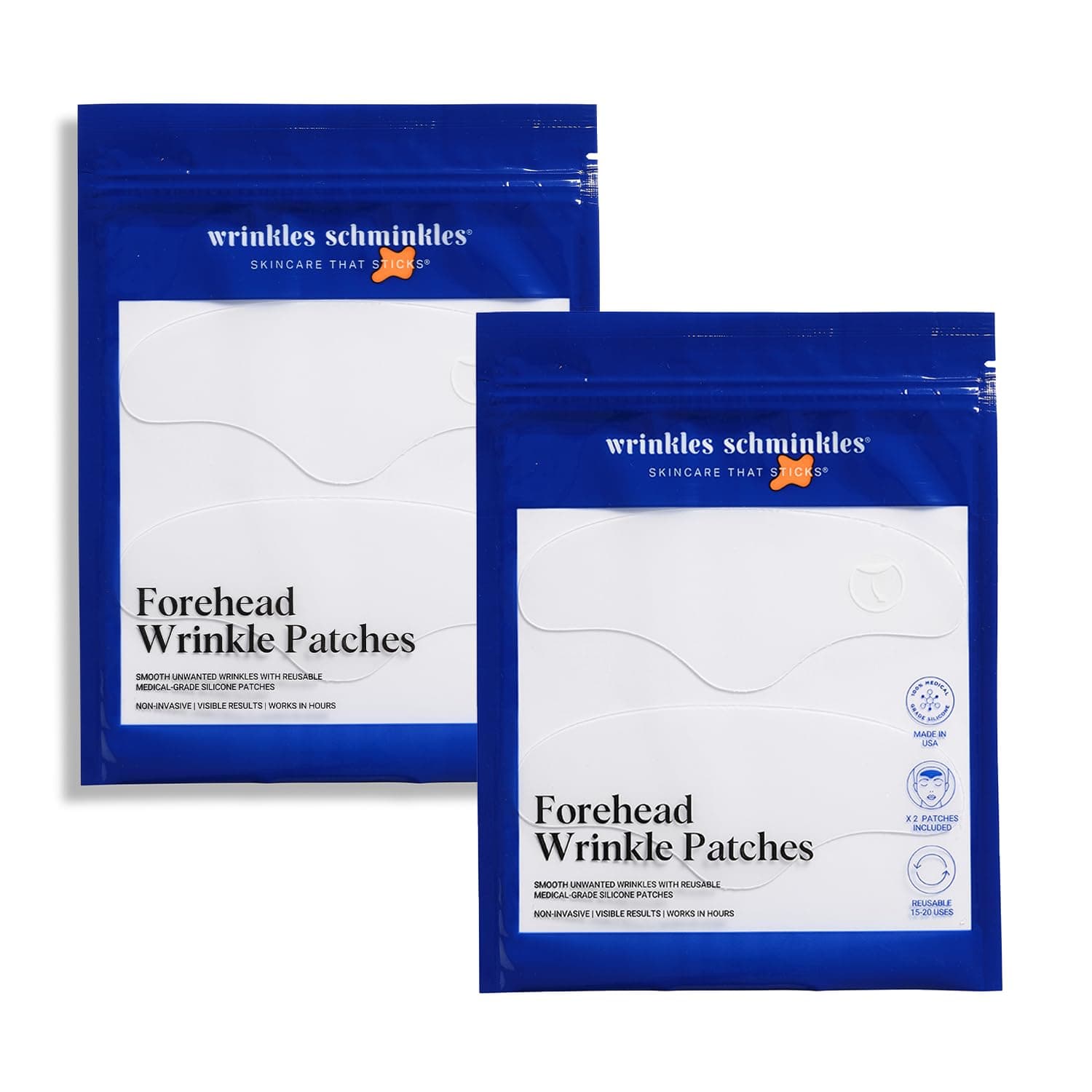 Forehead Wrinkle Patches, 4-Pack, Reusable Hypoallergenic Silicone Smoothing Pads for Reducing Frown Lines & Face Lift Overnight