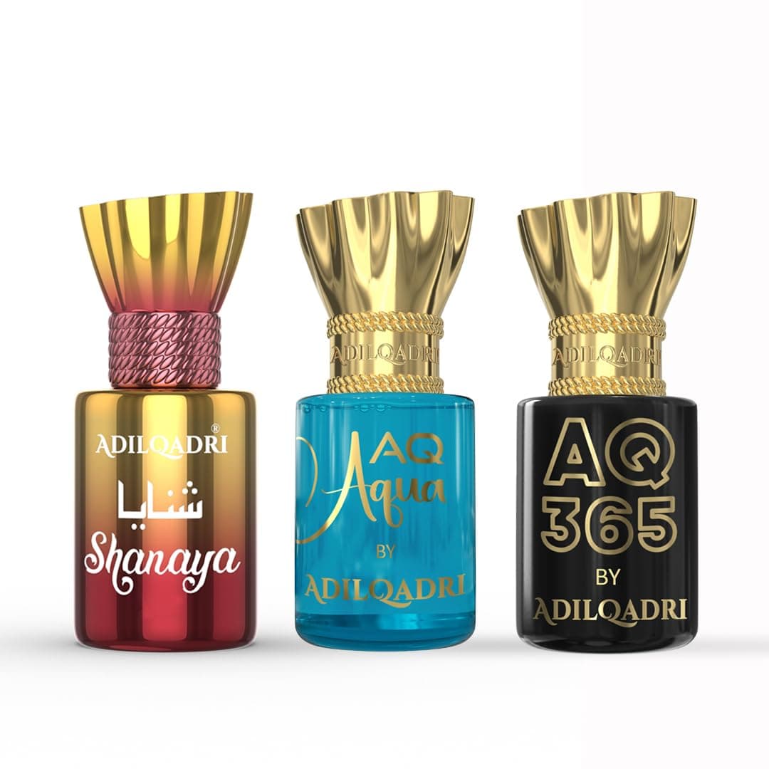 Shanaya AQ Aqua & AQ 365 Attar Combo Pack | Arabic French, Fruity & Fresh Aquatic Fragrance | Long-Lasting Non-Alcoholic Roll-On Attar for Men & Women | Ideal Gift for Him & Her | 3 x 5.5 ML