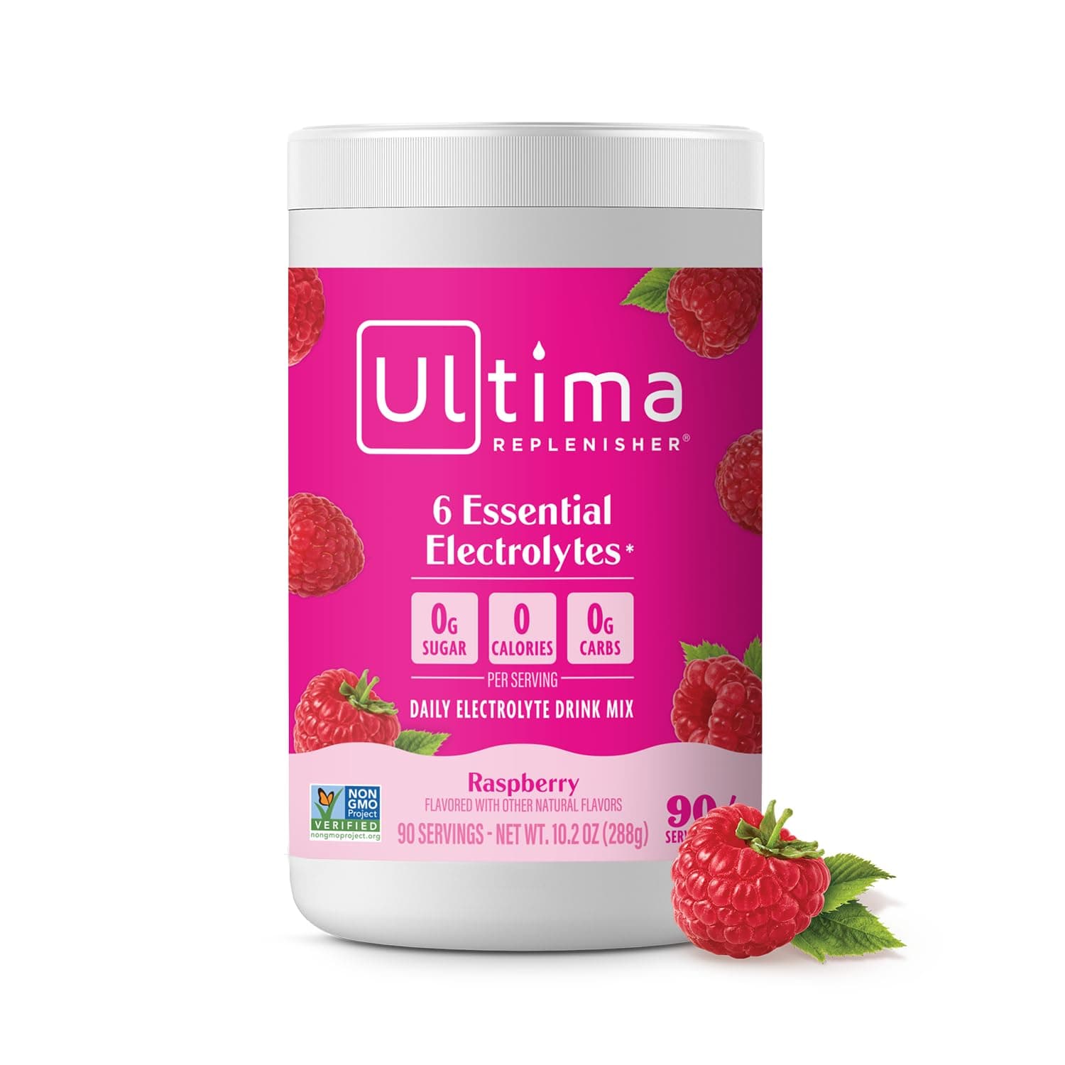 Ultima Replenisher Hydration Electrolyte Powder- 90 Servings- Keto & Sugar Free- Feel Replenished, Revitalized- Naturally Sweetened- Non- GMO & Vegan Electrolyte Drink Mix- Raspberry
