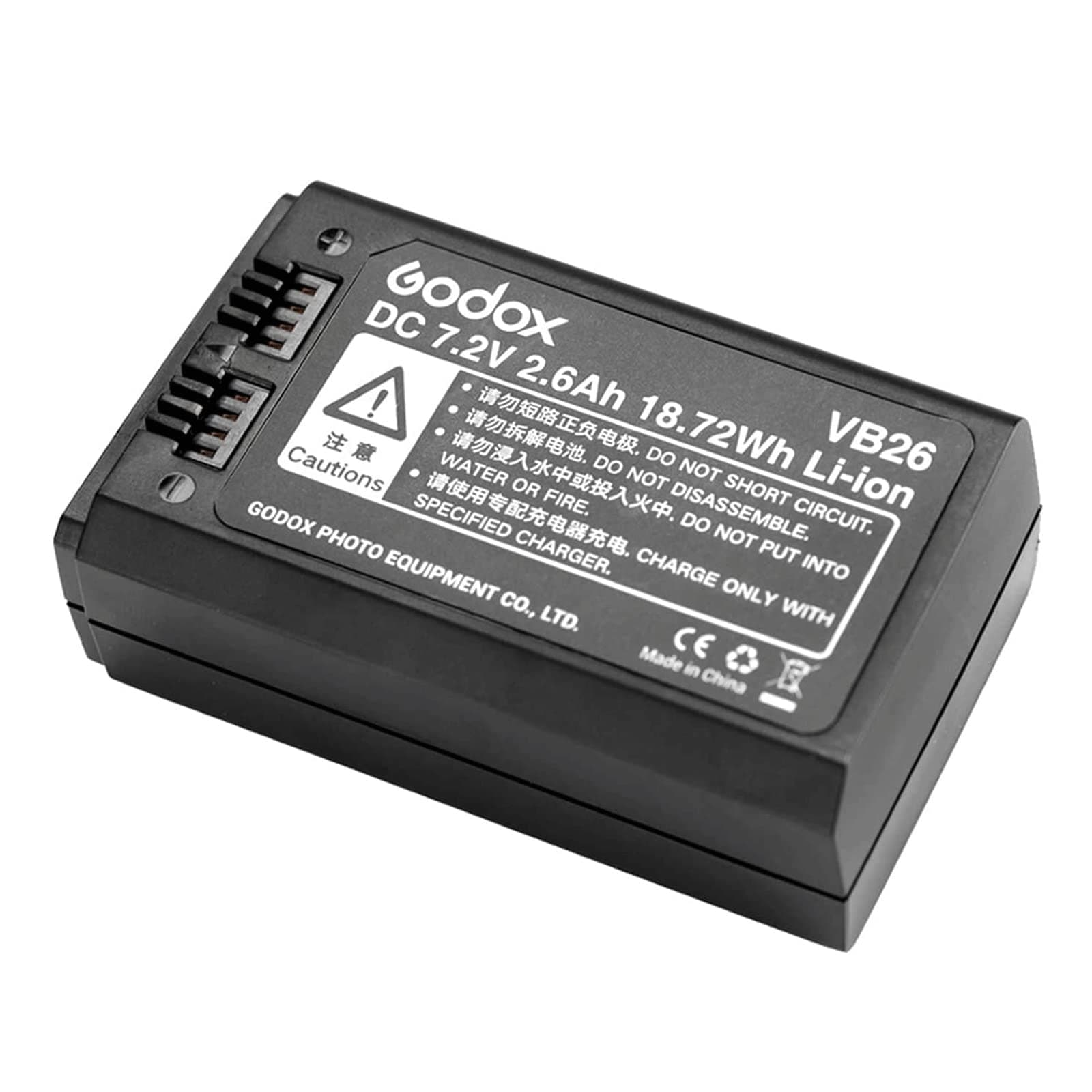 GODOXReplacement Battery VB26 V1C V1N V1S V1F V1O V1P AD100Pro V860III-C V860III-N V860III-S V860III-F V860III-O, Lithium Battery with 2600mAh DC7.2V/2.6Ah & 480 Times Full Power Flash