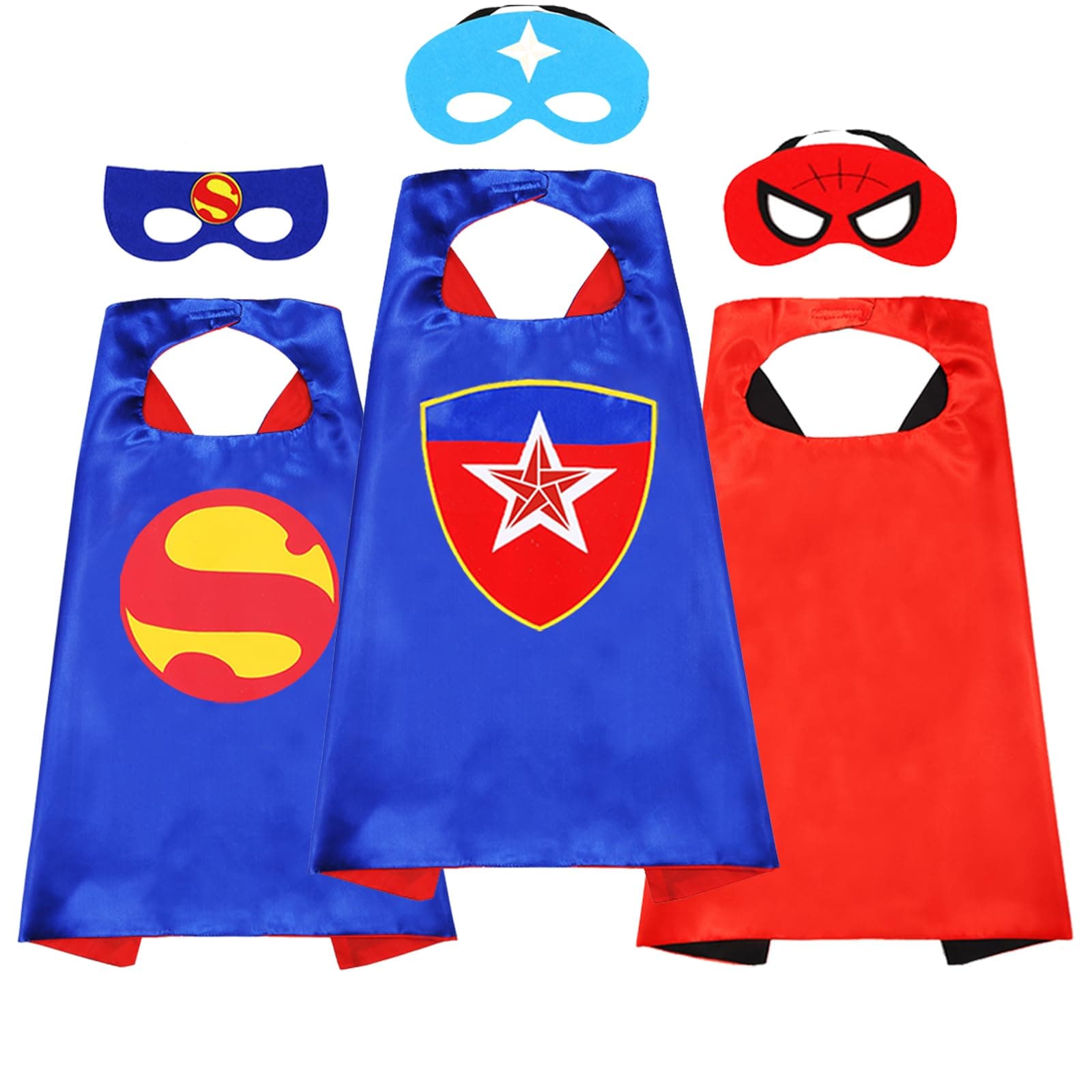 Superhero Capes and Masks for Kids Halloween Cosplay Double Side Capes Superhero Toy Kids Best Gifts