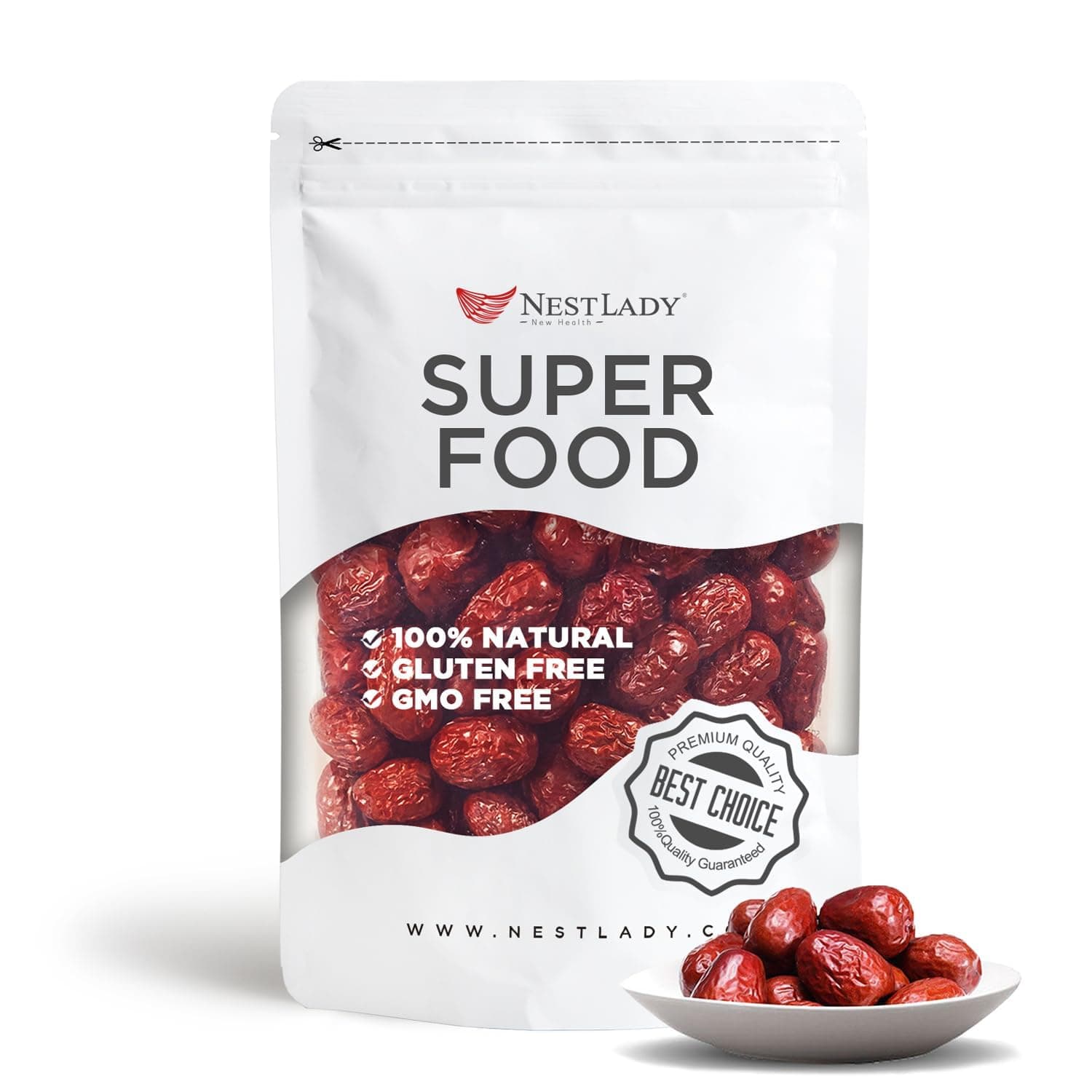 NESTLADY Premium Dried Jujube Dates, Red Dates (Hong Zao) - Natural Sweet, 200g/7.05oz, for Tea, Cooking, Dessert, Herbal Healthy Snack