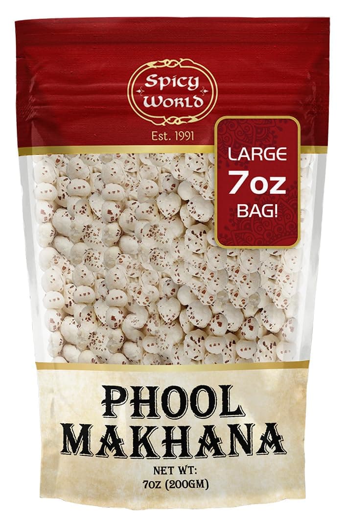 Phool Makhana (Fox Nut/Popped Lotus Root Seed/Popped Water Lily Seeds) 200g (7oz) ~ Plain Raw Uncooked | ~ All Natural | Vegan | No Colors | Indian