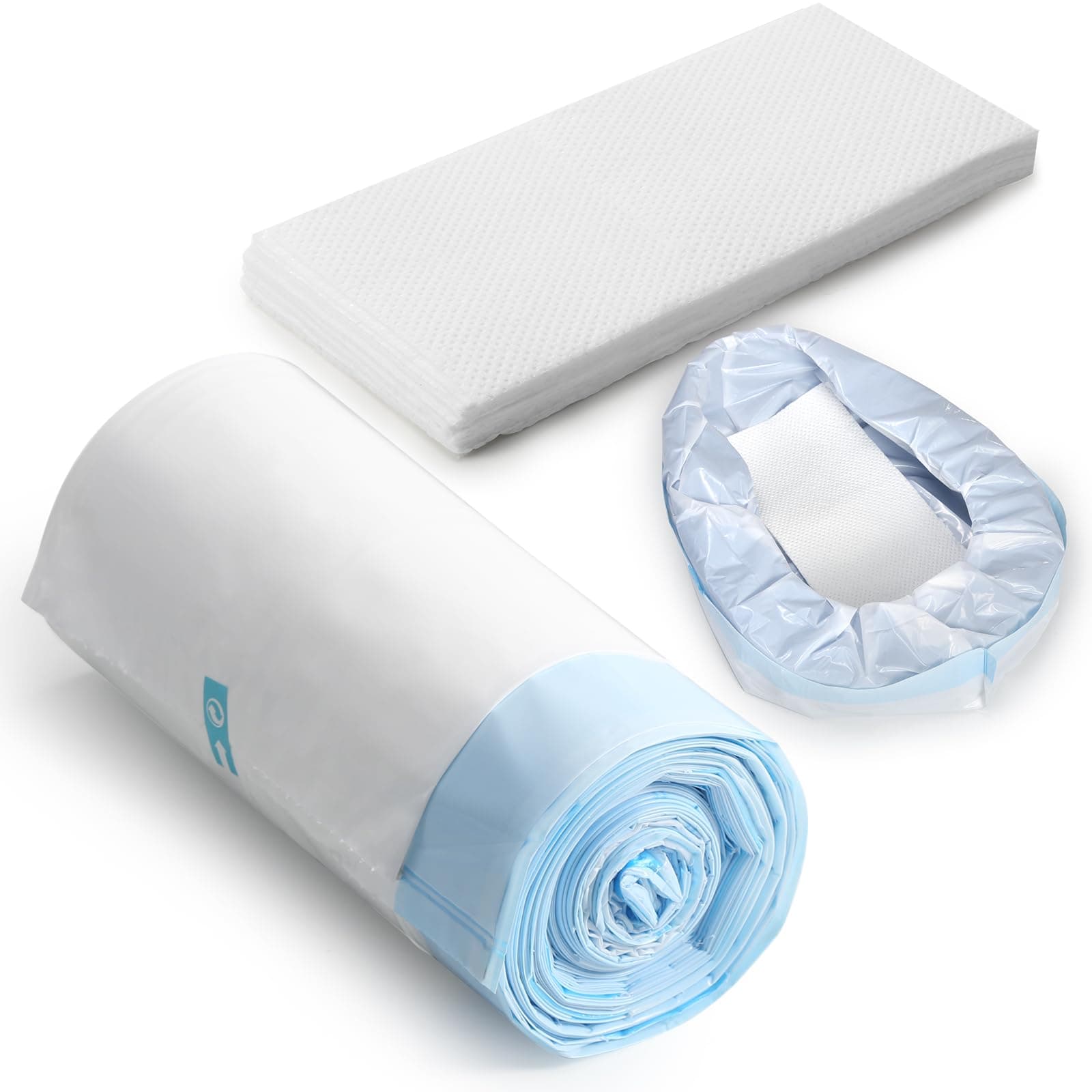 Bedpan Liners with Super Absorbent Pads 20 Packs Disposable Commode Liners Bed Pan Liners with Pulling String, Medical Grade & Universal Fit Bedside Commode Liners for Elderly Women Men Home Nursing
