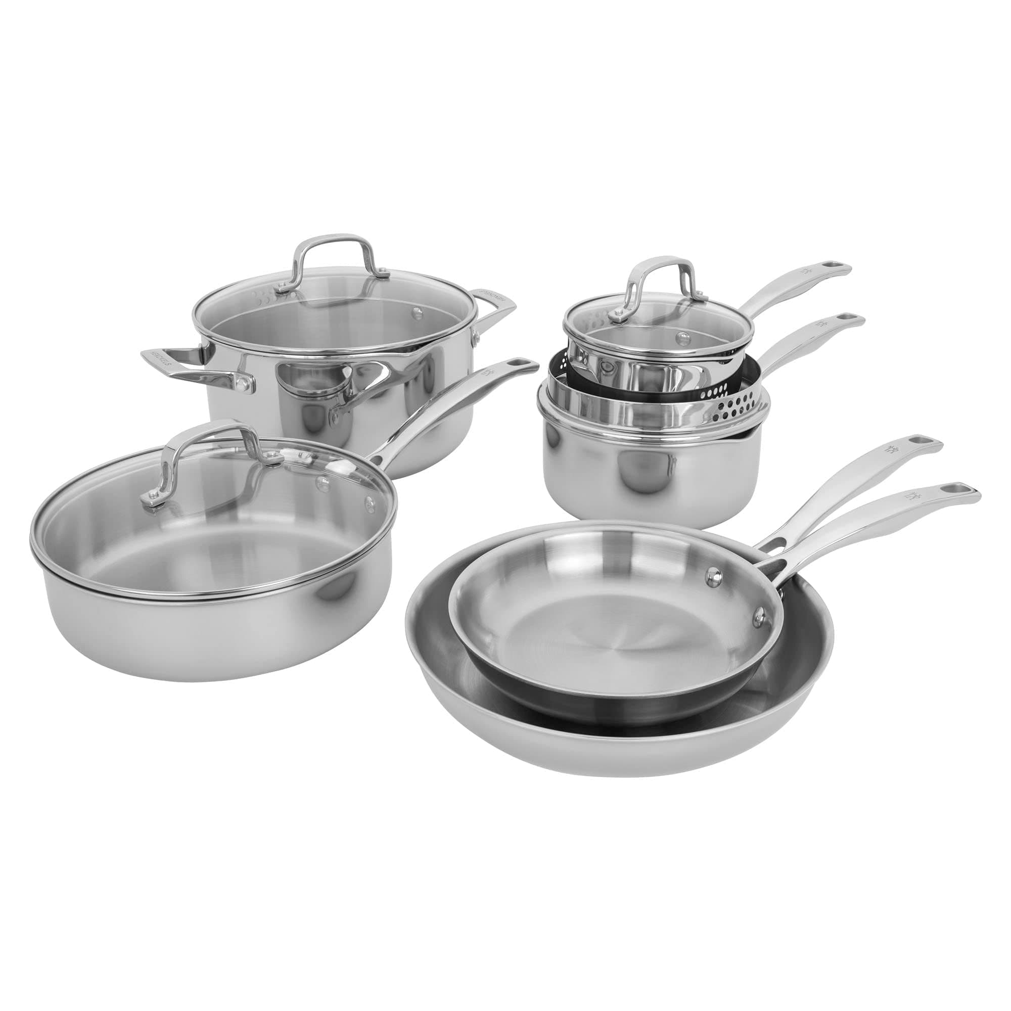 Clad H3 10-pc Induction Pot and Pan Set, Stainless Steel, Durable and Easy to clean