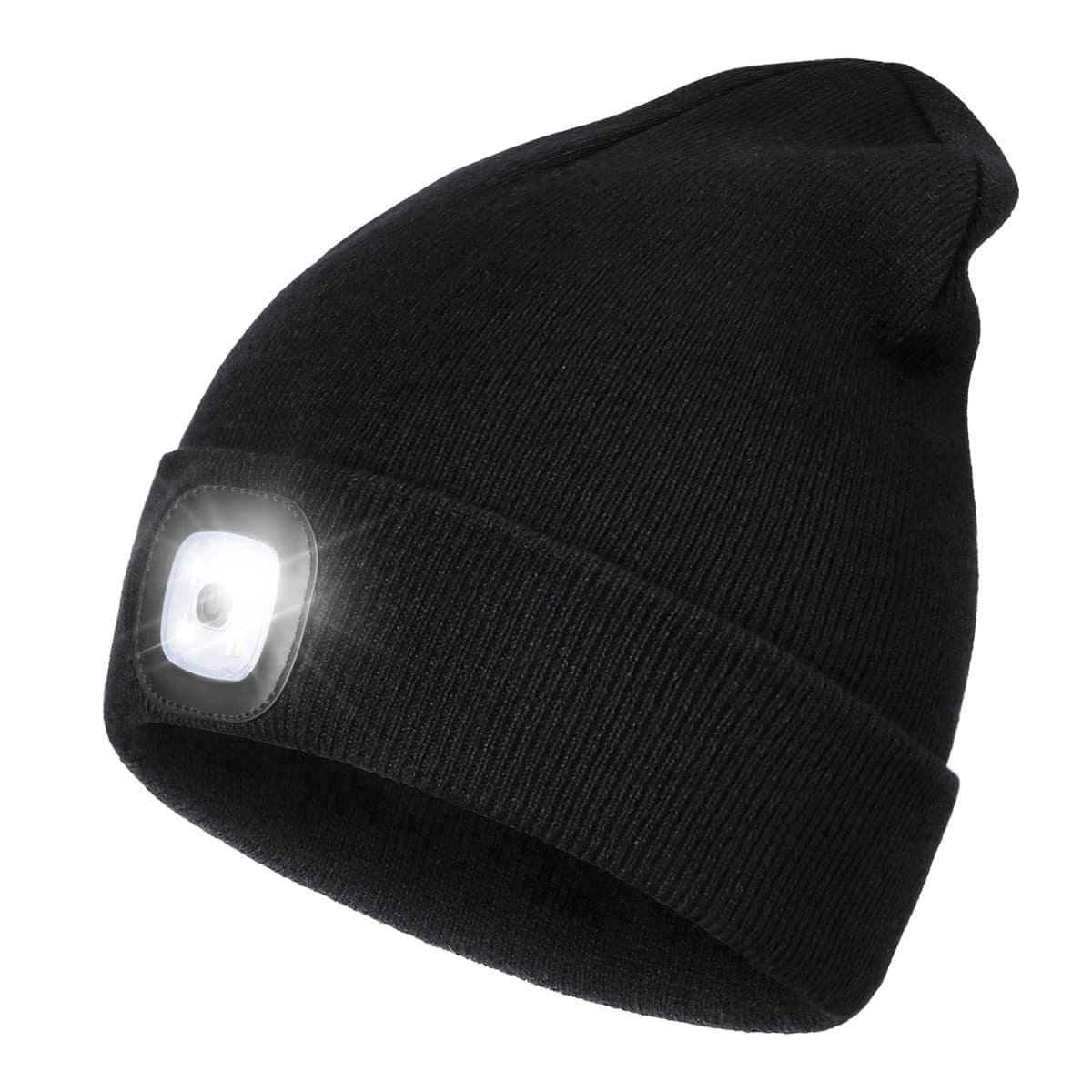 Rechargeable LED Lighted Beanie, Perfect Dad Gifts in Christmas, Stocking Fillers Cap with Light Hands Free Head Torch Unisex Winter Warm Knit Beanie