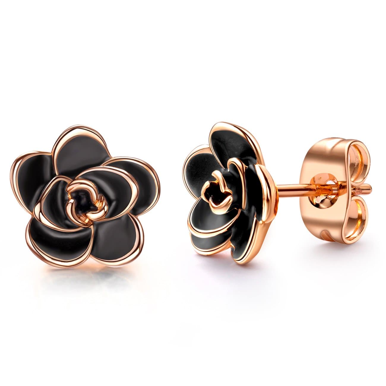 AllenCOCO Rose Flower Stud Earrings for Women Sensitive Ears, Hypoallergenic Cute Gold And Silver Rose Flower Earrings Studs for Women Nickel Free