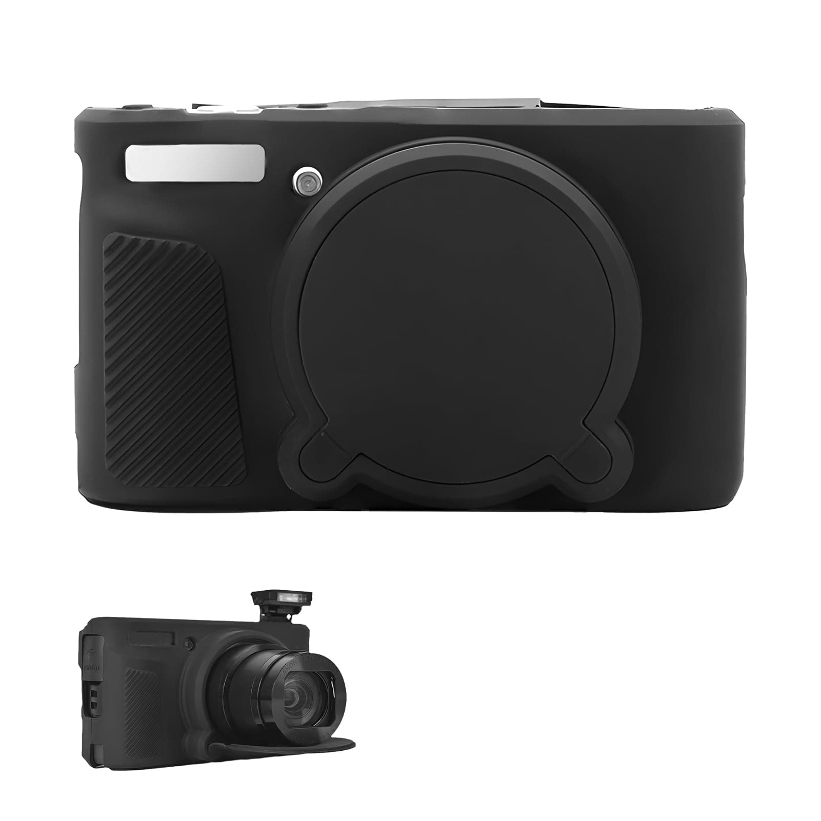 SX730 SX740 HS Camera Case for Canon Silicone PowerShot Anti-Scratch Soft Slim Fit Ultra-Thin Lightweight Protective Full Pritection with Removable Lens Cover Accessories(Black)