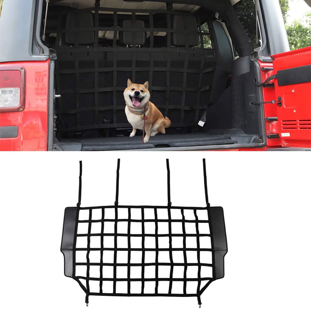 LZTQ Car Rear Trunk Isolation Network Barrier Safety Isolation Net Pet Protection for Jeep Wrangler JK 2007-2017 JL 2018 2019 2020 2021 2022 2023 Interior Accessories