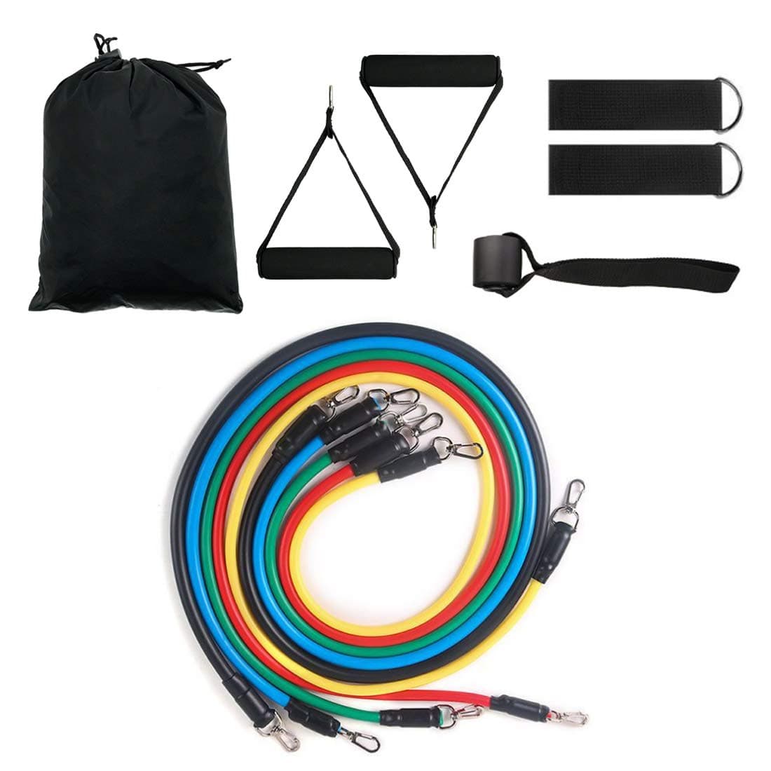 HOLYLUCK Perfect Set of Resistance Bands Exercise Bands 5pcs, 11pcs,16pcs Including Door Anchor Ankle Straps Exercise Chart and Resistance Band Packed in Portable Pouch