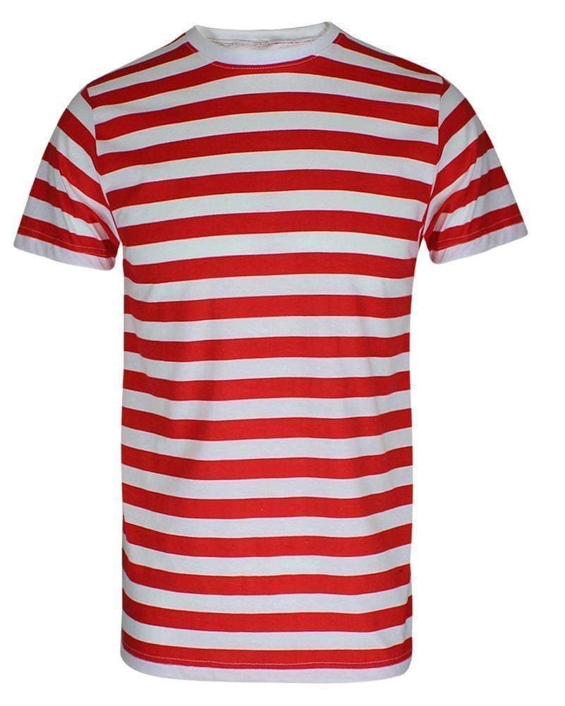 RIDDLED WITH STYLE Men's Boys RED & White Striped Stripe T-Shirt Blue Black Stripe TOP & TEES