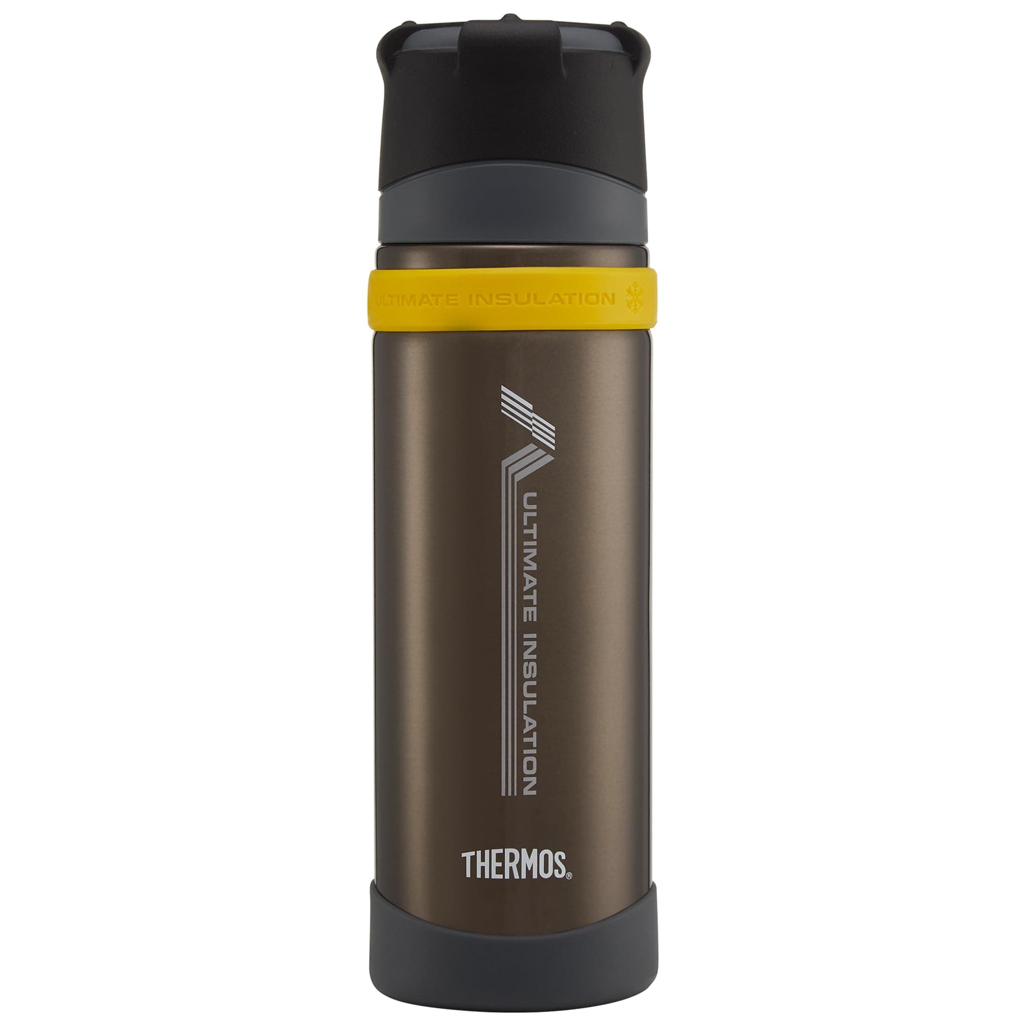 Charcoal Ultimate Flask (500ml), Reusable Insulated Stainless Steel Thermal Coffee Cup for Hot or Cold Drinks, Vacuum Sealed Water Flask with a Leak-Proof Lid, 24hr Hot/24hr Cold