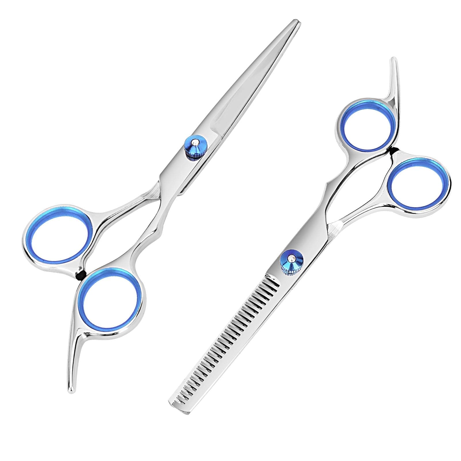 Hair Cutting Scissors and Thinning Shears, 6.5in Professional Stainless Steel Barber Scissors with Sharp Blades, Ergonomic Hairdressing Scissors for Men Women Kids and Pets Hair