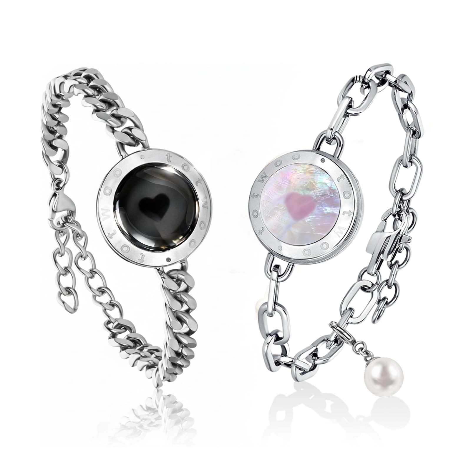 TOTWOO Soulmate Long Distance Touch Bracelet for Couples, Vibration & Light up for Love Couples Bracelets | Long Distance Unique Relationship Gifts for Girlfriend Bluetooth Pairing Jewelry