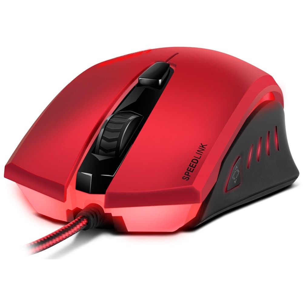 LEDOS Gaming Mouse - 5 Buttons Gamer Mouse for PC / Computer - (laser sensor, up to 3000 DPI - dpi switch for quick sensitivity change - sniper button, rapid fire button), red