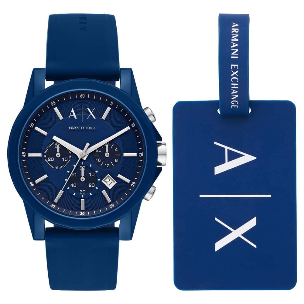 Armani Exchange Mens Chronograph Quartz Watch with Silicone Strap AX7107