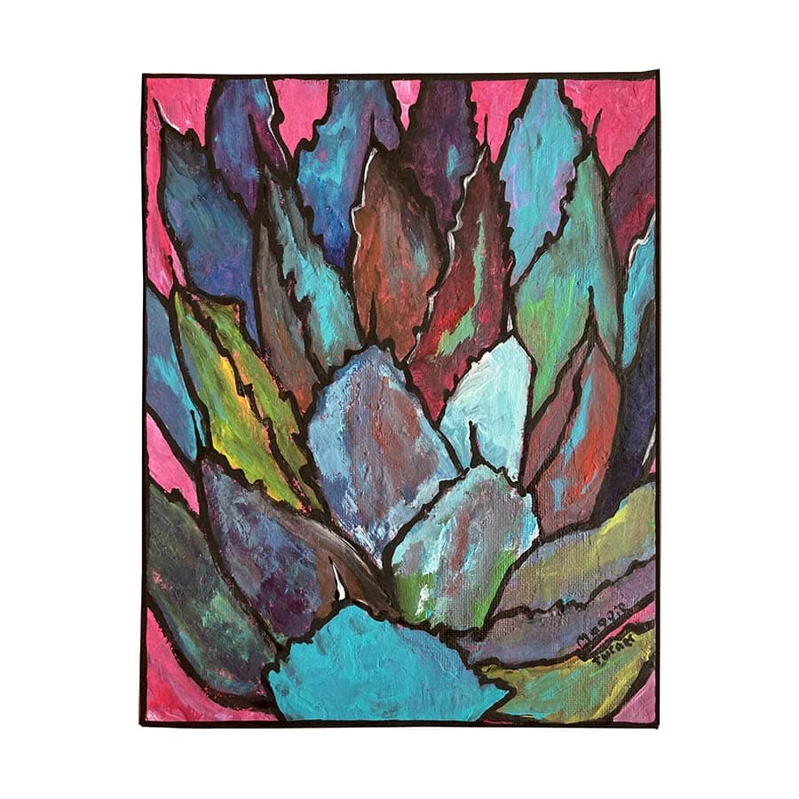 Blue Agave, Original Succulent Painting on Canvas, Not Print, Cactus Artwork from Artist, Ready to Hang, 8x10