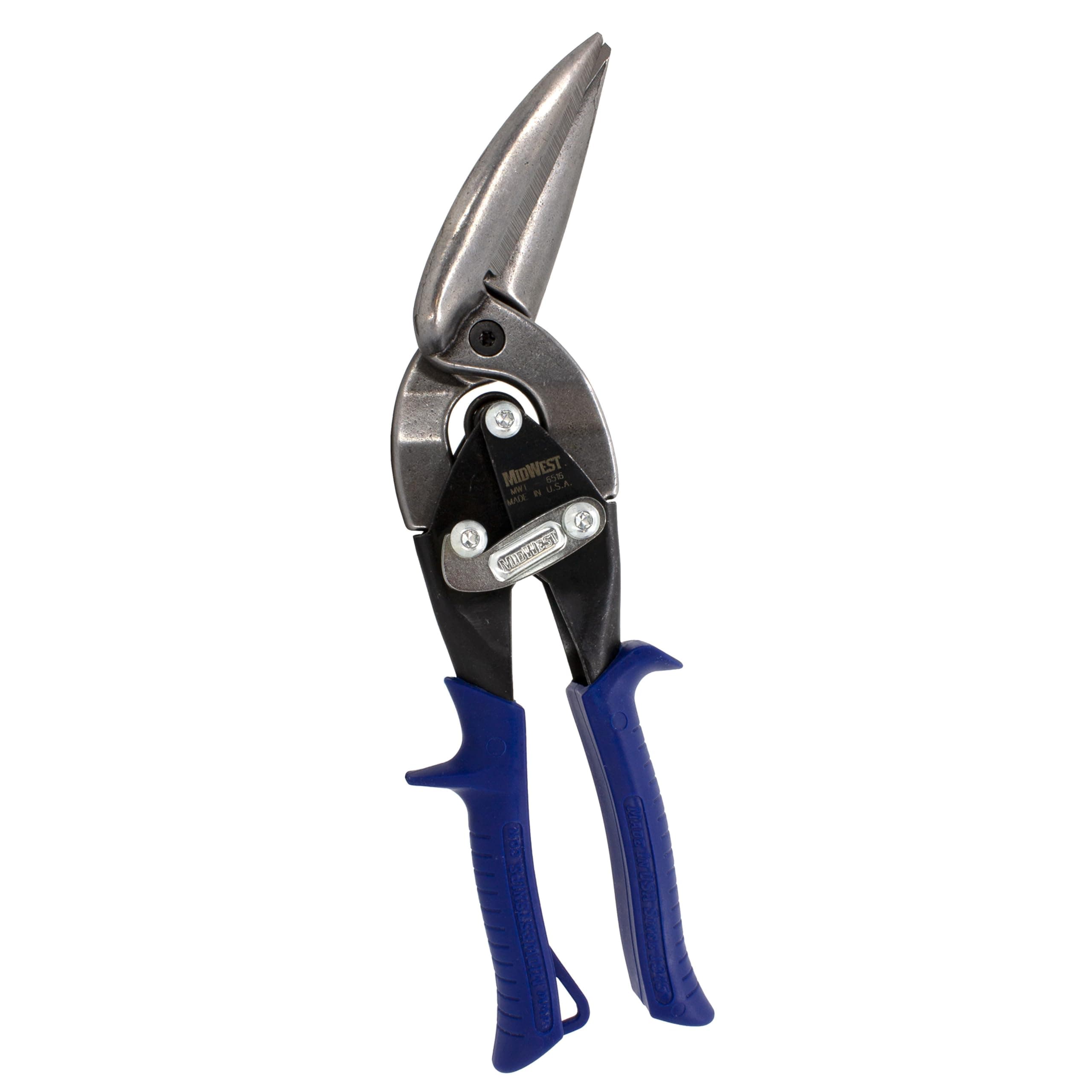 Power Cutters Long Cut Snip Straight Cut Offset Tin Cutting Shears with Forged Blade & Kush'n-Power Comfort Grips MWT-6516,Blue