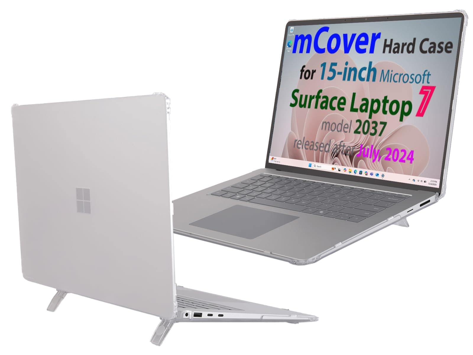 Case ONLY Compatible for 2024+ 15" Microsoft Surface Laptop 7 (Model# 2037) Windows PC with ARM CPU and AI-Powered Copilot+ (NOT Fitting Other Surface Models) - Clear