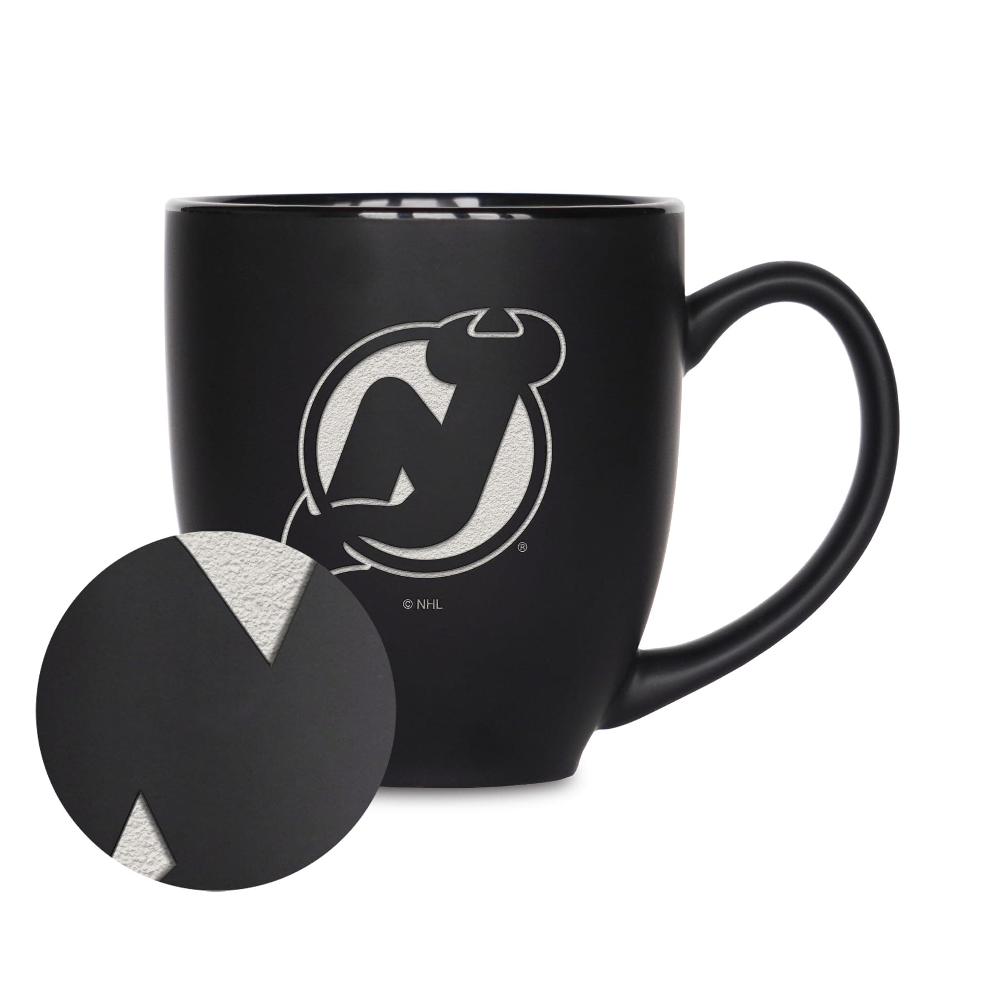 Rico Industries NHL Hockey 15oz Matte Black Ceramic Bistro Mug