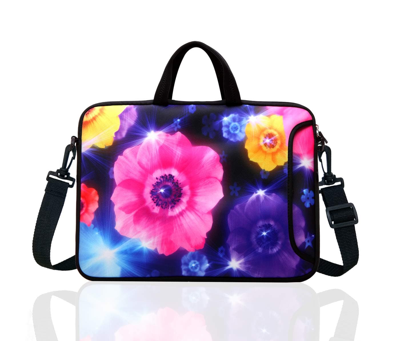 14-Inch Laptop Shoulder Bag Sleeve Case With Handle For 13" 13.3" 14" 14.1" Netbook/Macbook Air Pro (Colourful Flower)