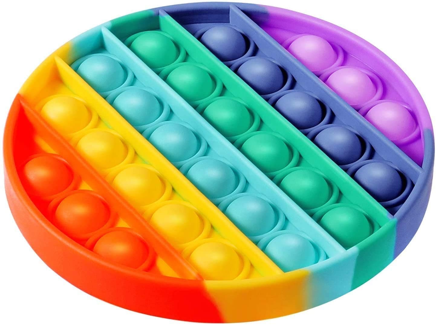 Rainbow Color Push Pop Bubble Squeeze Sensory Fidget Toy, Round Octagon Square Pop Fidgets Stress Anxiety Reliever Toys for Special Needs, Autism, Push Silicon Bubble Novelty Gadgets (Random)